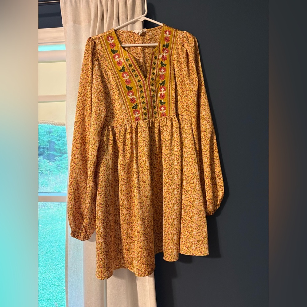 Heyson Bohemian Floral Embroidered Long Sleeve Dress